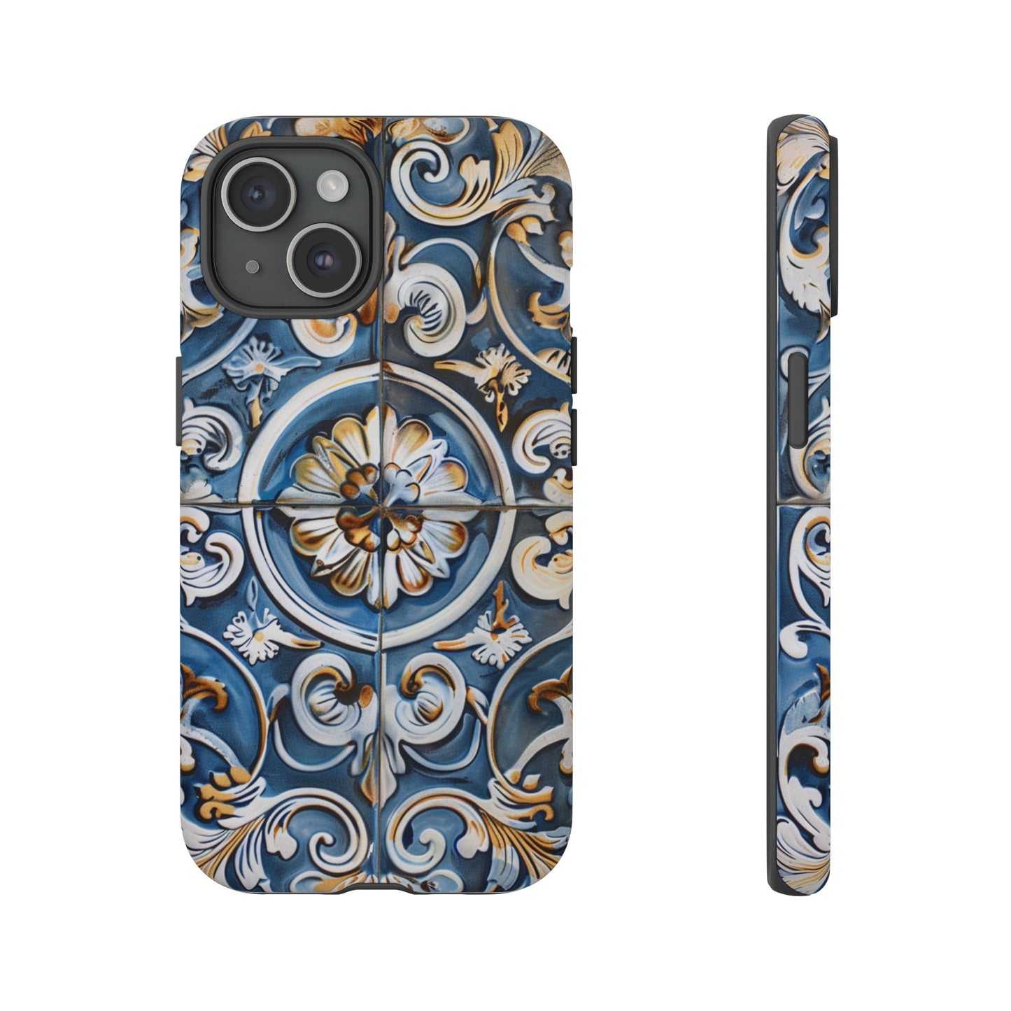 Azulejo Porcelain Blue & Creamy White Tile Mediterranean Design Phone Case