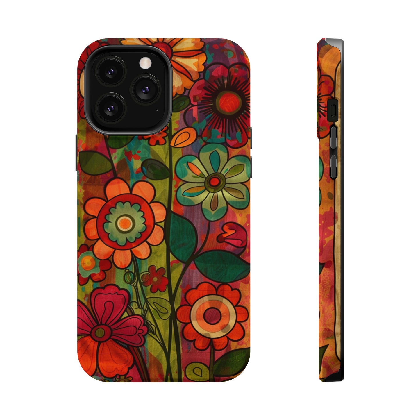 Retro Watercolor Abstract Floral Summer Style MagSafe Phone Case, iPhone 15 Case