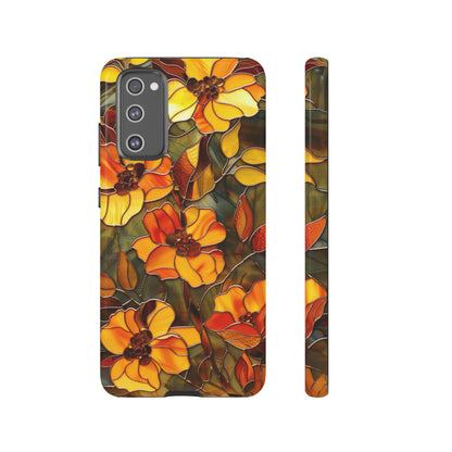 Orange Floral Phone Case Stained Glass Style