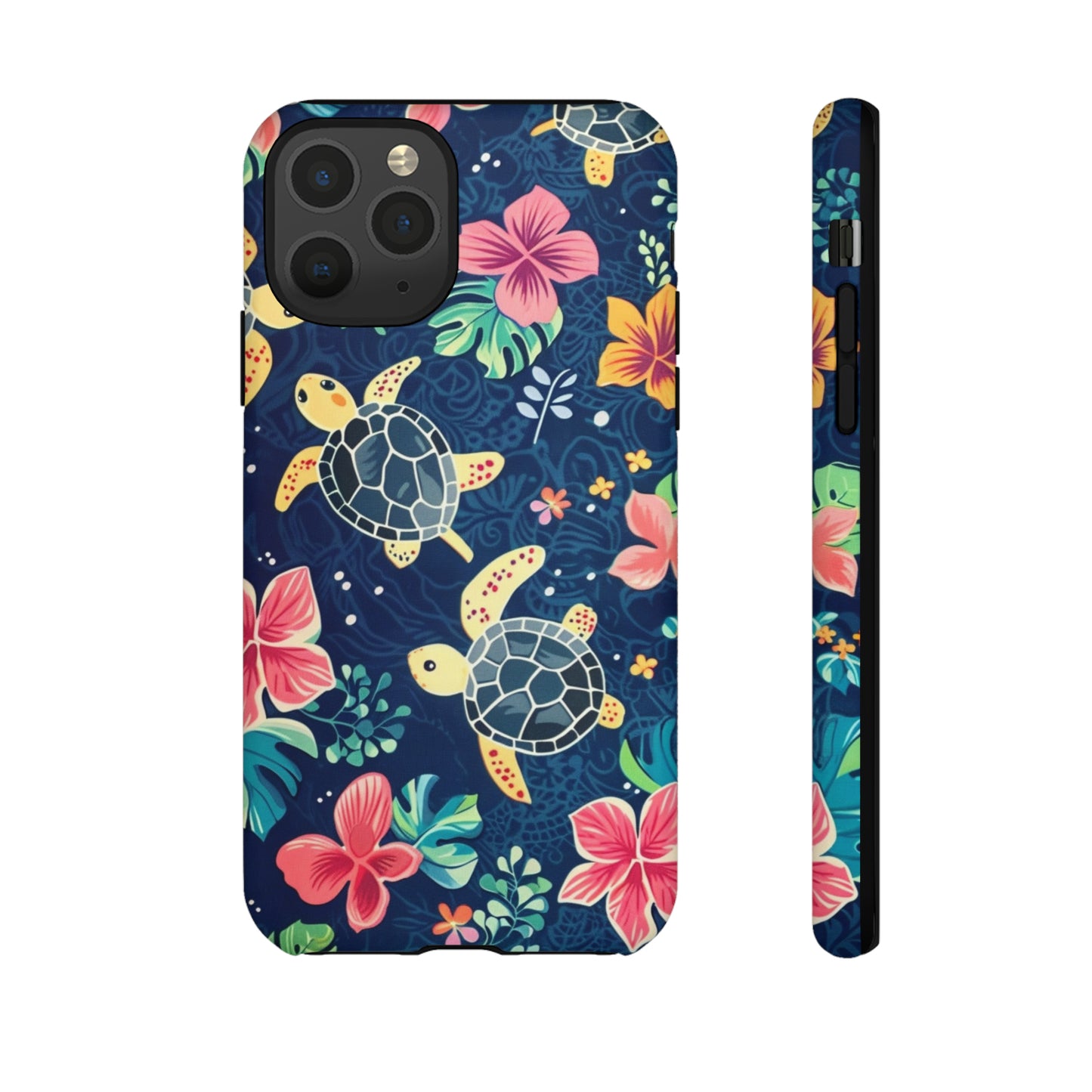 Undersea Floral Blue Sea Turtle Phone Case