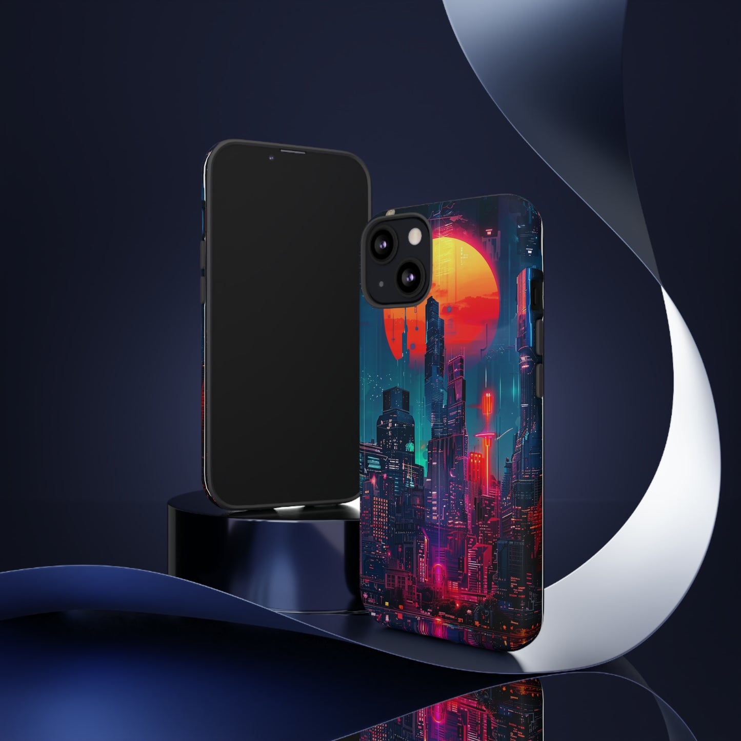 Cyberpunk Full Moon Cityscape Phone Case