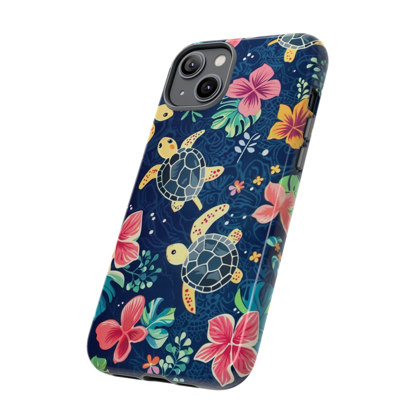 Undersea Floral Blue Sea Turtle Phone Case