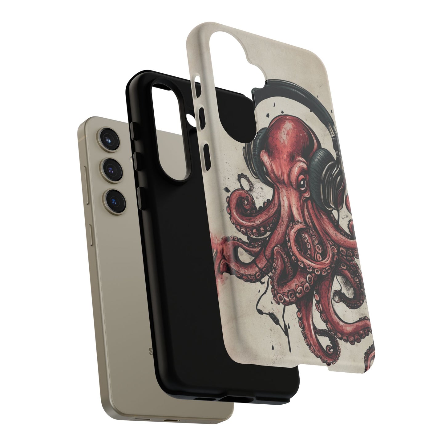 Retro Style Japanese Octopus Listening to Headphones Phone Cover