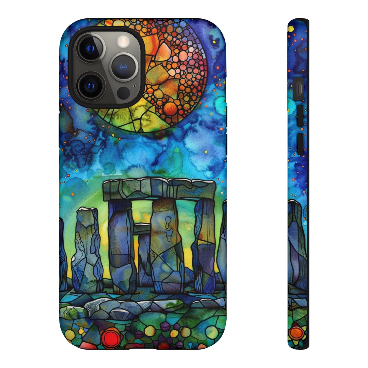 Stonehenge Neolithic Full Moon Stained Glass Watercolor Phone Cover