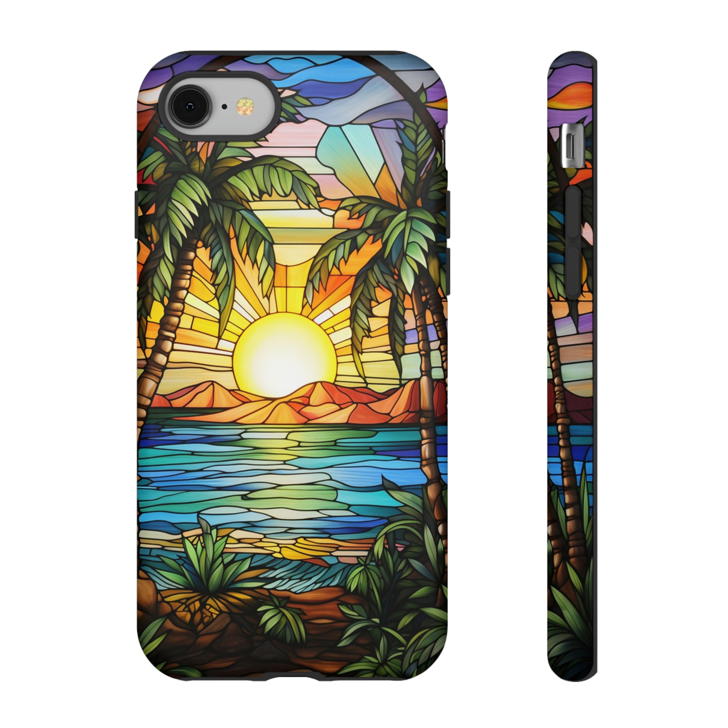 Tropical Stained Glass Sunset Beach