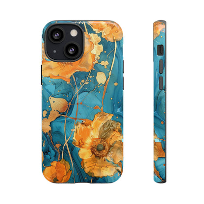 Gold Poppies Color Splash Floral Design Phone Case