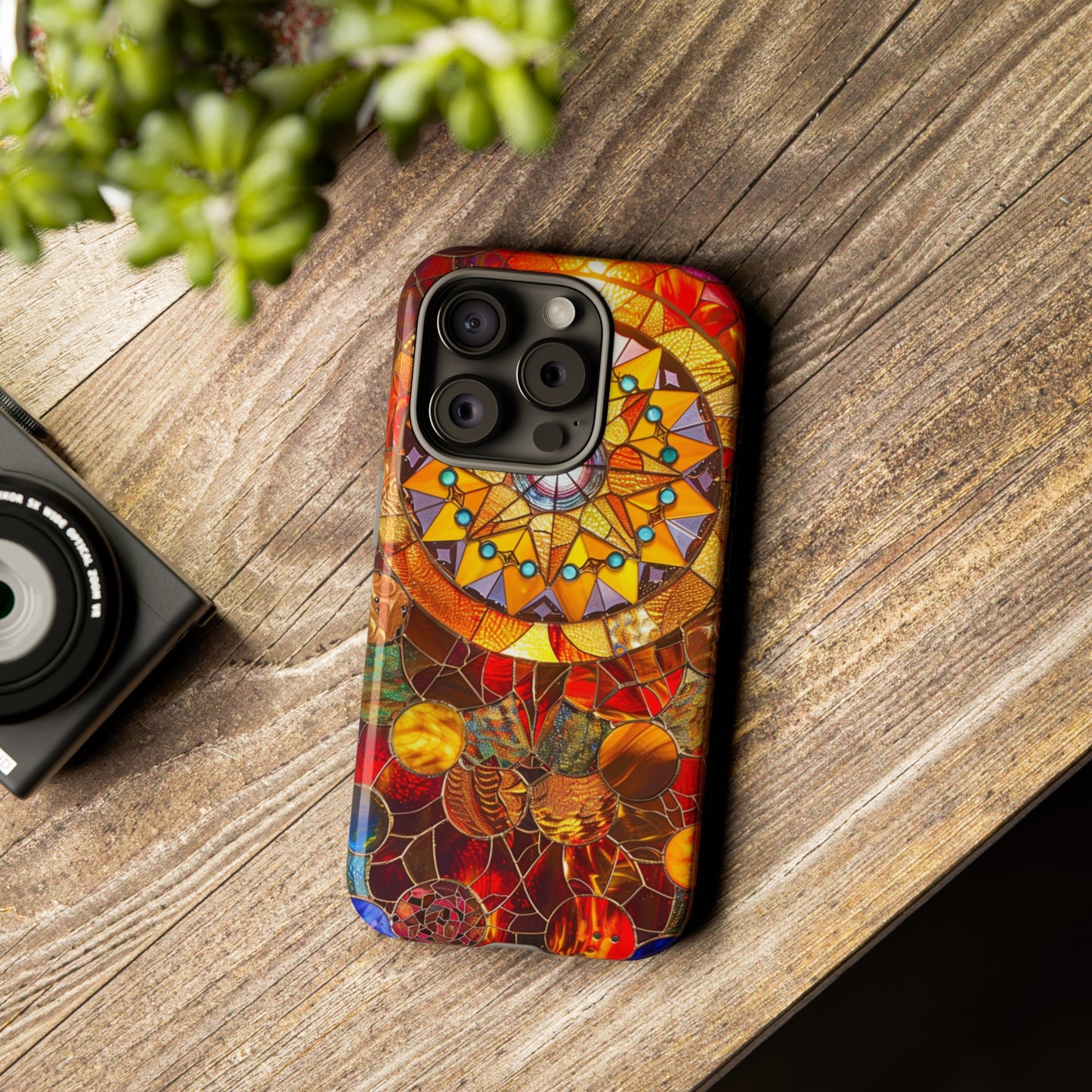 Cosmic Stained Glass Mandala Phone Case