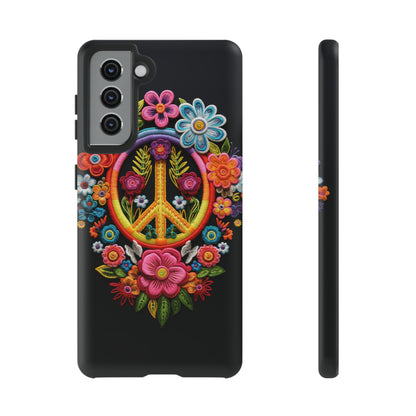 Peace Sign Embroidery Floral Hippie Style Phone Case