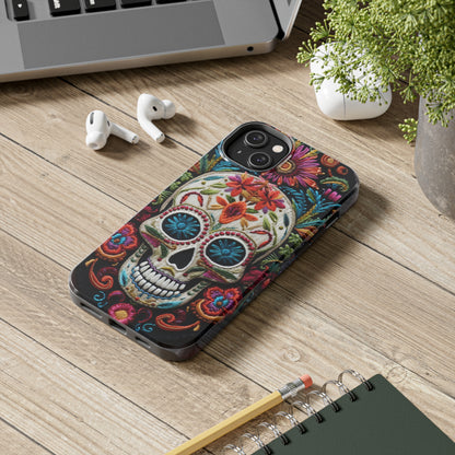 Embroidery Style Skulls Goth Dark Academia Tough Case iPhone Case