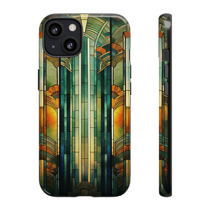 Art Deco Stained Glass floral Phone Case for iPhone 15, 14, Pro Max, 13, 12 & Samsung Galaxy S23, S22, S21, Google Pixel