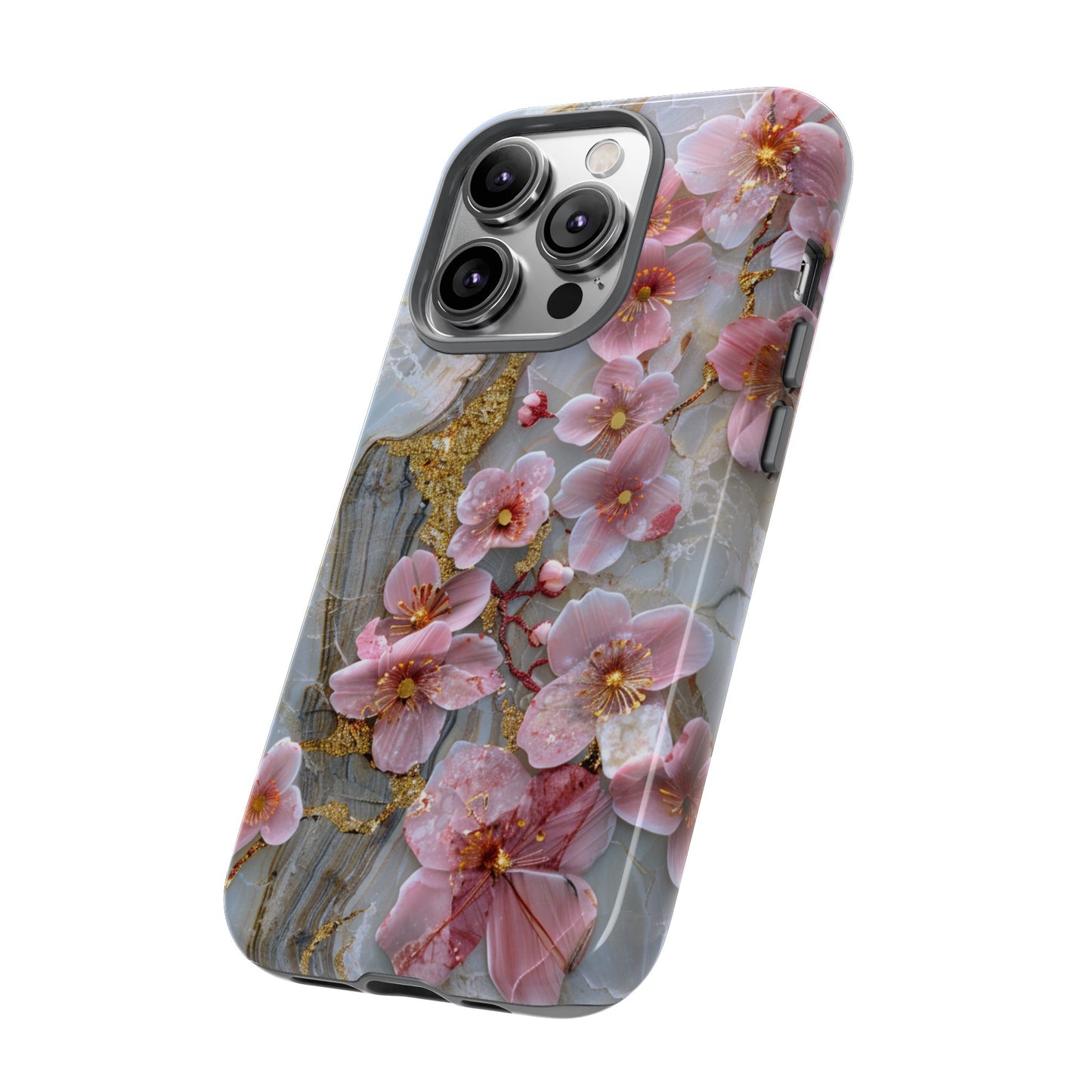 Pink Forget Me Nots Gold Floral Phone Case