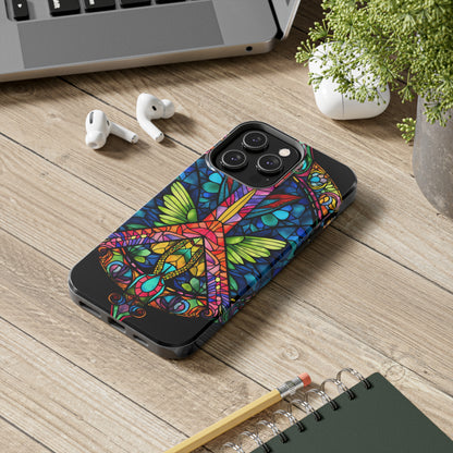 Peace Stained Glass Tough iPhone Case | Trippy Psychedelic Art Flowers Floral Aesthetic Retro iPhone 14 Plus 13 12 7 8 Se Trendy Hippie Boho