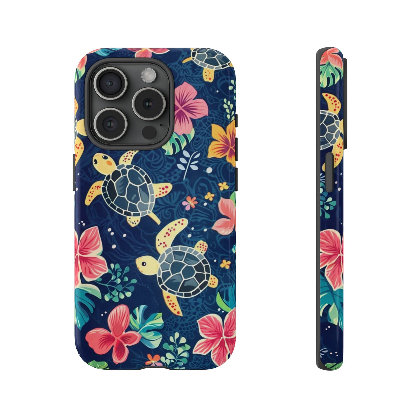 Undersea Floral Blue Sea Turtle Phone Case