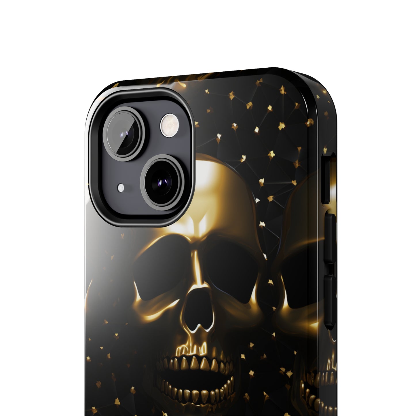 iPhone Tough Case | Dark Decadence: Gothic Gold Skulls and Studs  | Unveil Your Edgy Elegance