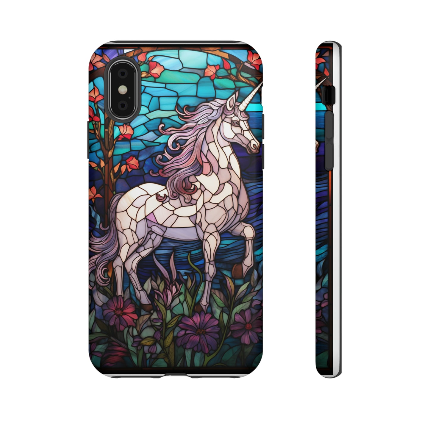 Unicorn Stained Glass iPhone, iPhone Case Retro Samsung Galaxy Phone Tough Case iPhone 15 14 Plus 13 12 7 8 Se Hippie Boho Style