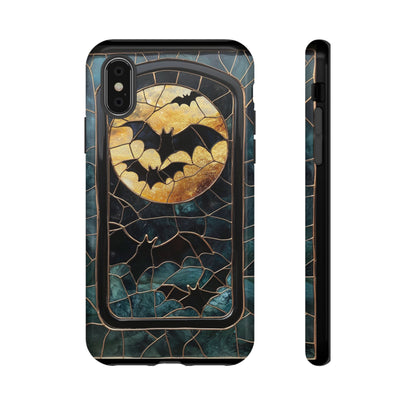 Halloween Phone Case Bats Stained Glass Style Spooky Moon Phone Cover