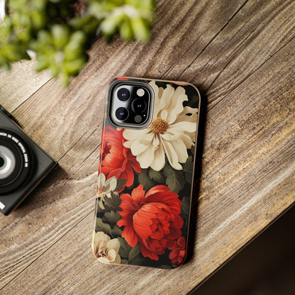 Vintage Floral Aesthetic Phone Tough Case | Antique Elegance for iPhone