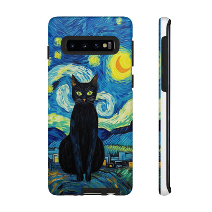 Starry Night Van Gogh Black Cat iPhone, Samsung Galaxy, Google Pixel  Case | Embrace Artistic Whimsy and Feline Charm