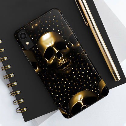 iPhone Tough Case | Dark Decadence: Gothic Gold Skulls and Studs  | Unveil Your Edgy Elegance