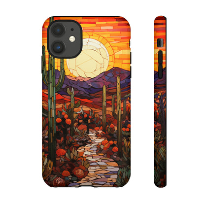 Desert Sunset Cactus Mosaic Tile