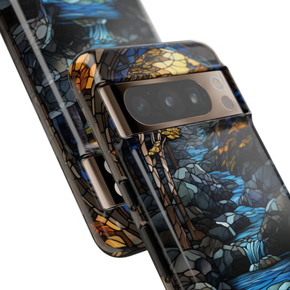 Stained Glass Stone Bridge and River Art Phone Case