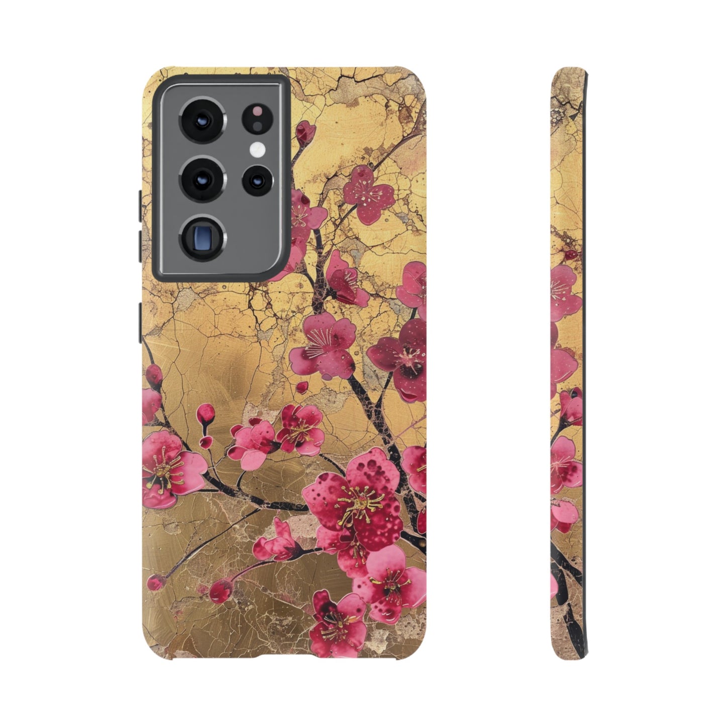 Pink Forget Me Nots Gold Floral Phone Case