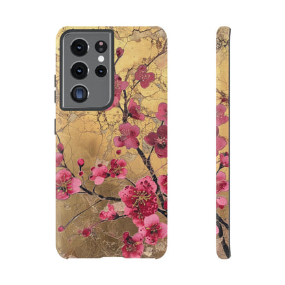 Pink Forget Me Nots Gold Floral Phone Case