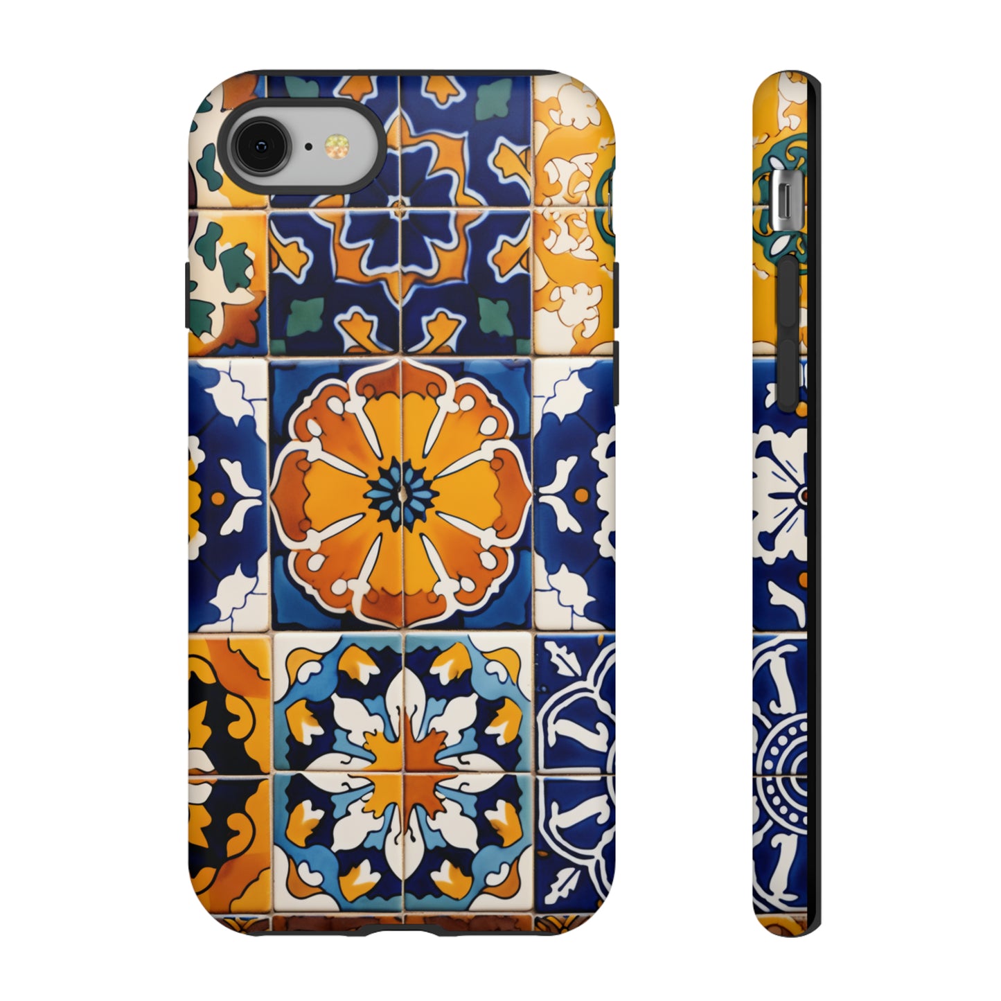 Colorful floral Mexican tile design on iPhone 15 case