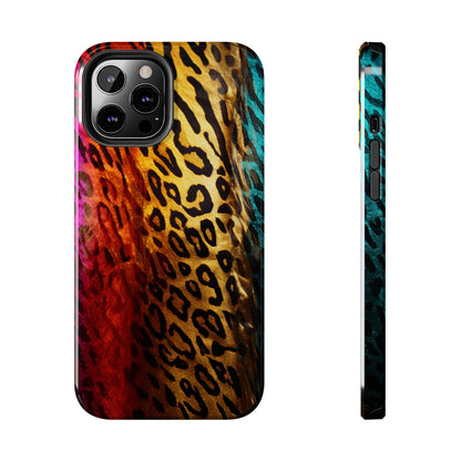 Kaleidoscopic Wild: Psychedelic Rainbow Leopard Print | Dazzling iPhone Case