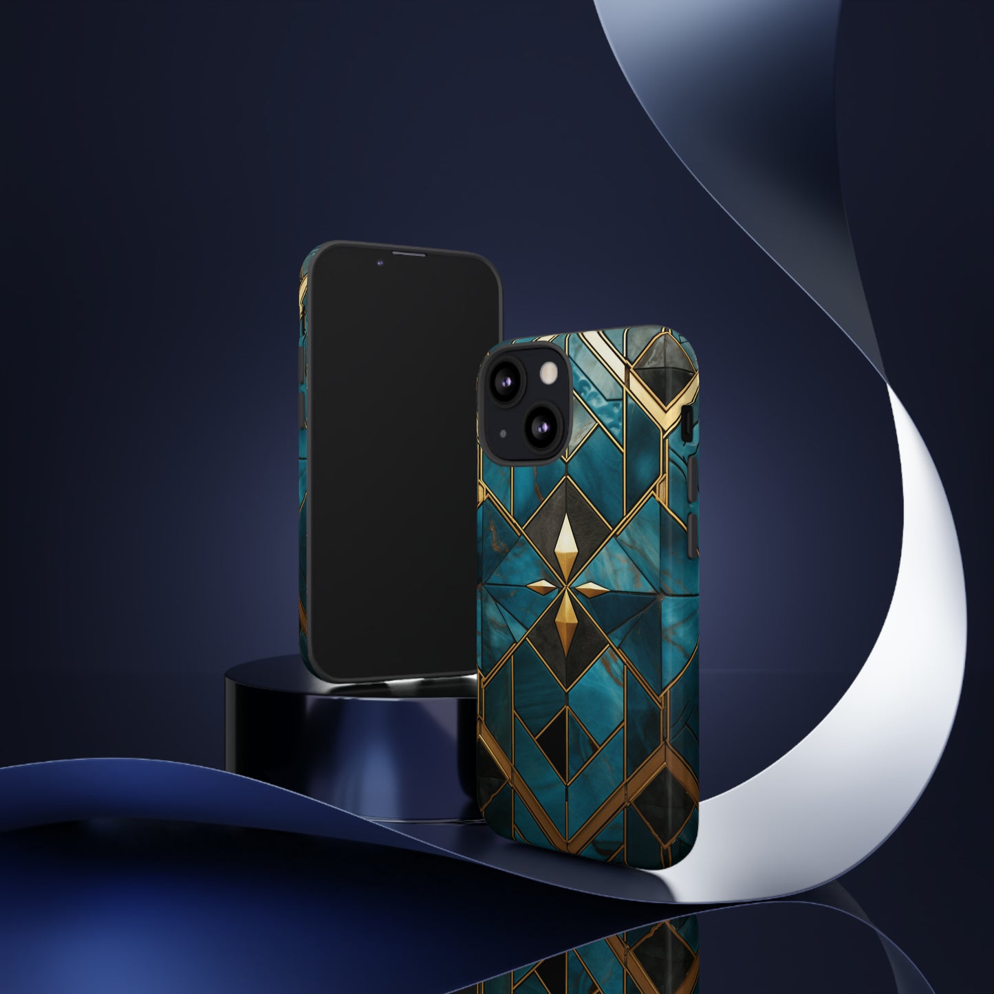 Gold and Blue Marble Mosaic Phone Case