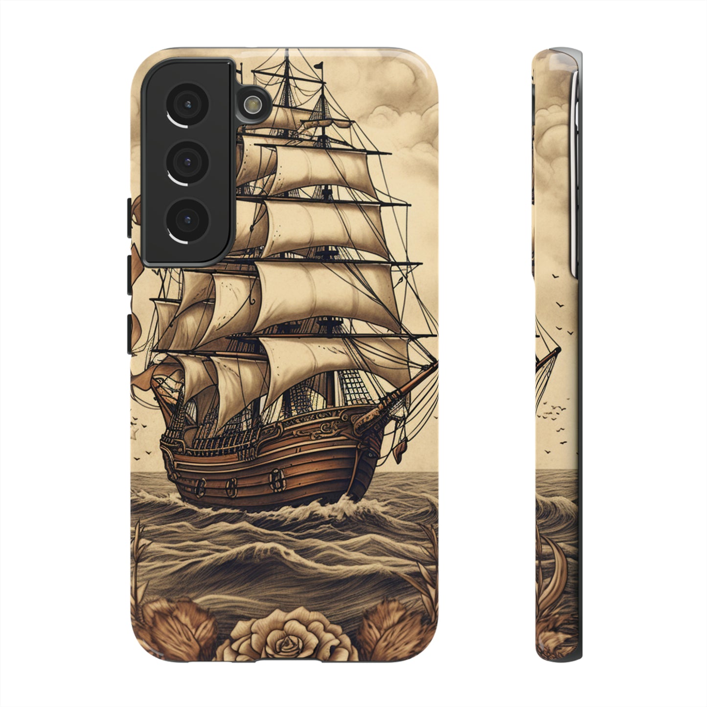 Vintage Tattoo Style Pirate Ship Phone Case