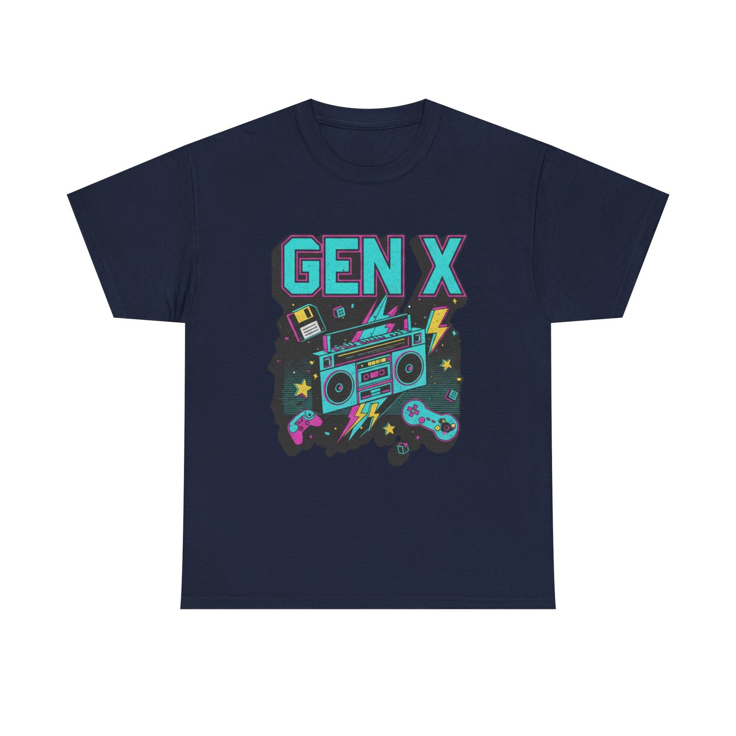 Gen X T Shirt Boombox Retro Arcade Gaming Tee