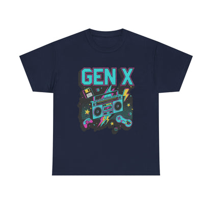 Gen X T Shirt Boombox Retro Arcade Gaming Tee