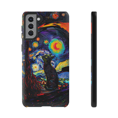 Starry Night Black Cat Van Gogh Painting Art Phone Case