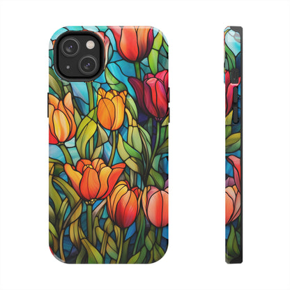 Stained Glass Tulip Floral Aesthetic iPhone Case | Embrace the Beauty of Nature in Full Bloom