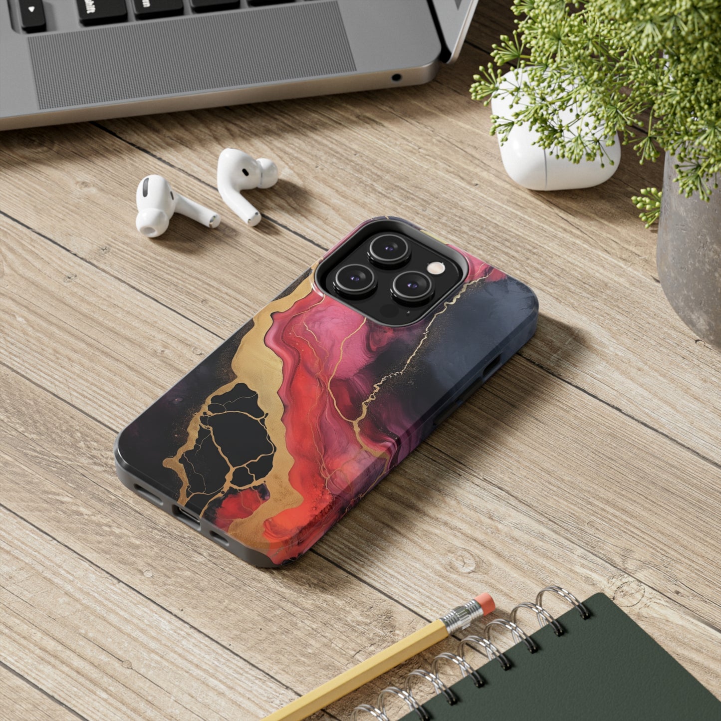 Marbled Dark Lava flow Phone Case | Embrace the Mesmerizing Multicolor Art