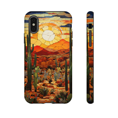 Desert Sunset Cactus Mosaic Tile