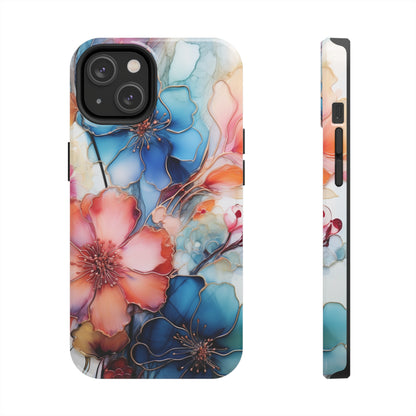 Marbled flower iPhone case