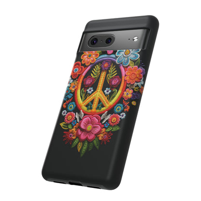 Peace Sign Embroidery Floral Hippie Style Phone Case