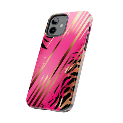 Elegant Wilderness: Pink & Gold Tiger Stripes | Mesmerizing Lush iPhone Case