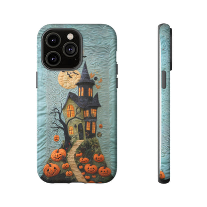 Halloween Haunted House Vintage Embroidery Style Phone Cover