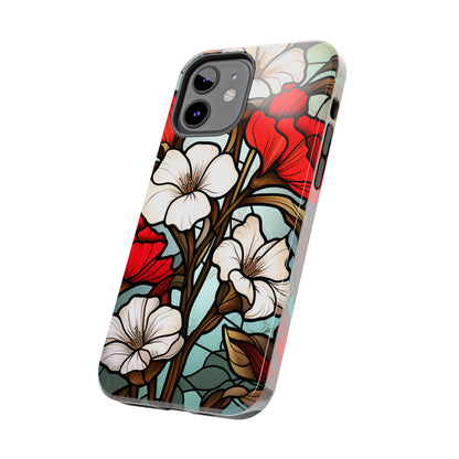 Red and White Floral Stained Glass iPhone Case