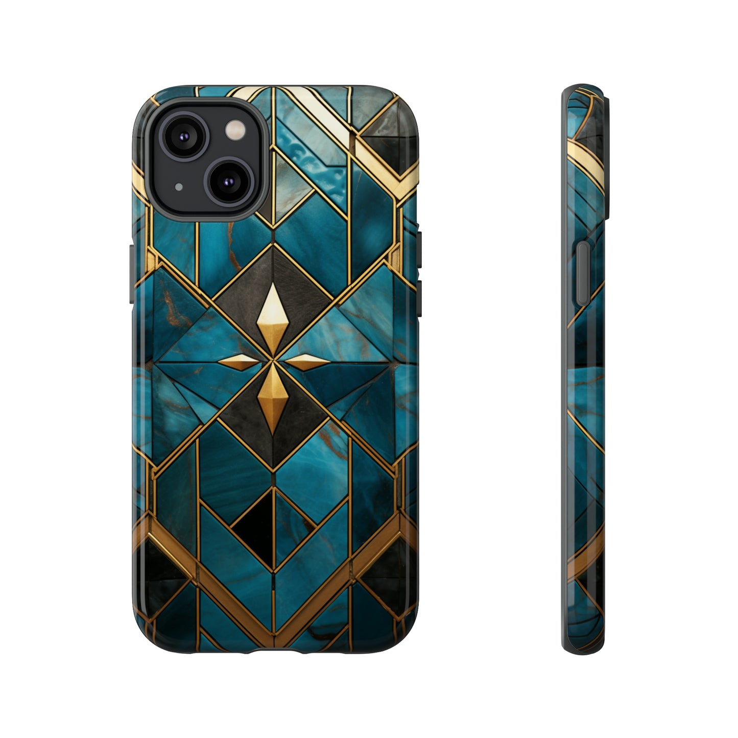 Gold and Blue Marble Mosaic Phone Case