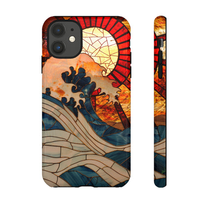 Japanese Rising Sun Phone Case Stained Glass Ocean Wave