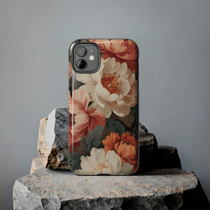 Vintage Floral Aesthetic Phone Tough Case Antique Print for iPhone 14 11 Pro 12 13 XR XS X 7+ 8 Boho Nature Flowers Cottage Core