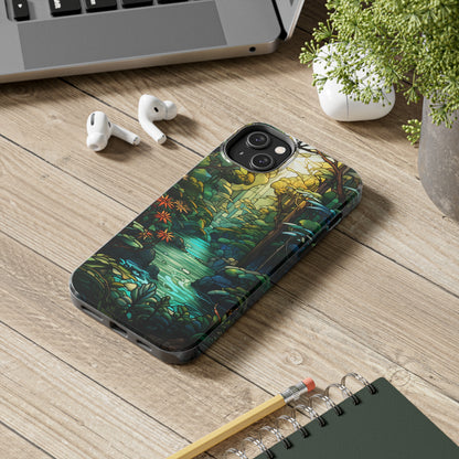 Stained Glass Phone Case Floral Aesthetic Art Nouveau Retro Samsung Galaxy Phone Tough Case iPhone 14 Plus 13 12 7 8 Se Hippie Boho