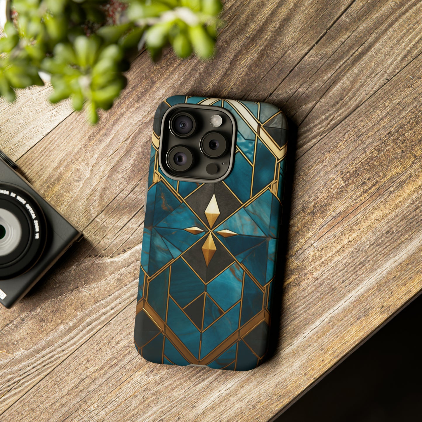 Gold and Blue Marble Mosaic Phone Case