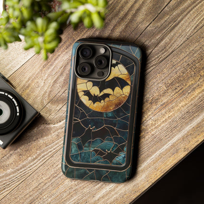 Halloween Phone Case Bats Stained Glass Style Spooky Moon Phone Cover