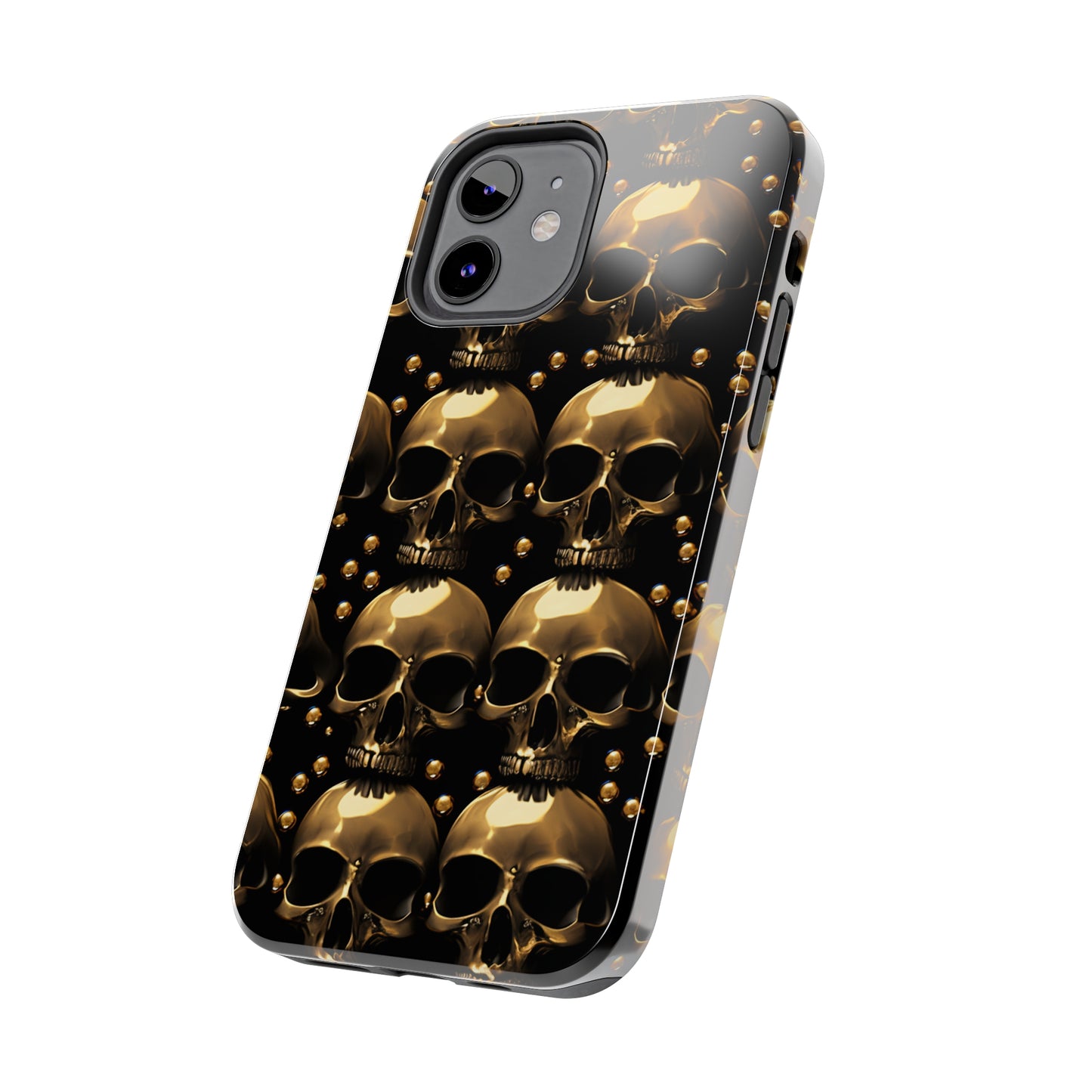 iPhone Case Golden Enigma: Where Goth Meets Glamour | Gold Skulls iPhone Tough Case