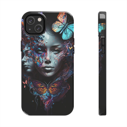 Synthwave Butterfly Girl Trippy Fantasy Art iPhone Case | Embrace the Futuristic Vibe with Whimsical Artistry